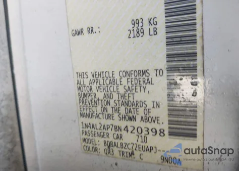 2011 Nissan Altima 2.5 S из США, поврежденный, VIN 1N4AL2AP7BN420398